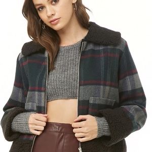 Plaid Shearling Jacket Forever 21